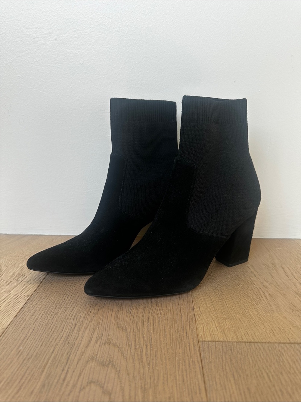 Steve Madden Black Pointed Toe Sock Booties